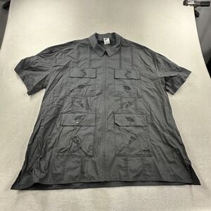 Nike Shirt Mens Medium Gray Cuban Sport Top Tortoise Hare Guayabera II4375